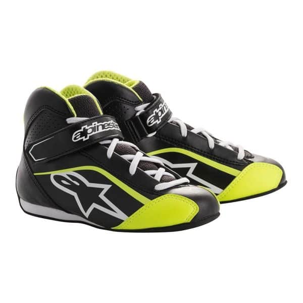 TECH-1 K S. SHOES - BLACK WHITE YELLOW FLURO