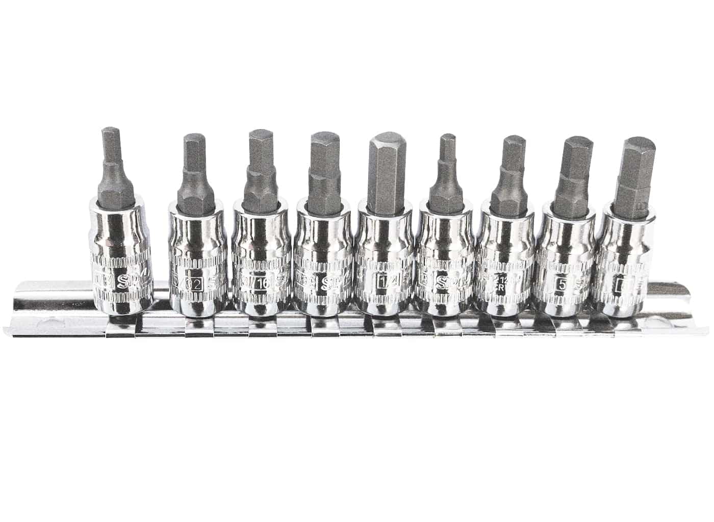 SP Tools 1/4"Dr & 3/8"Dr Inhex Socket Rail Set - 9pc - Metric